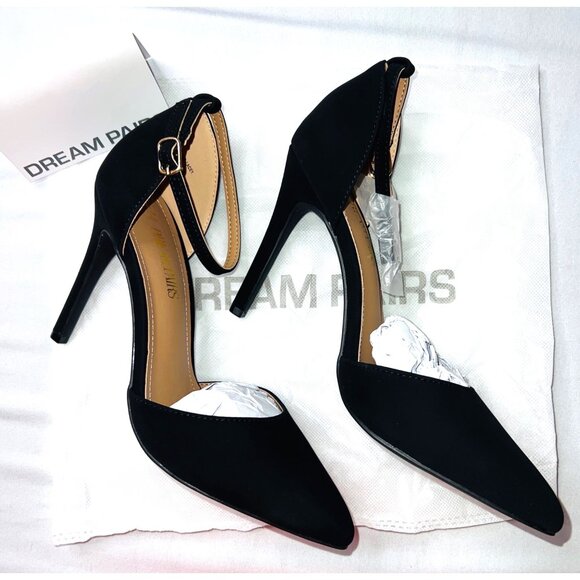 Dream Pairs Womens Pointed-Toe Black High Heels Size 9 With Ankle Strap - Picture 3 of 7
